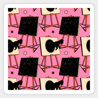 Inspired Black Cat Pattern in pink Sticker